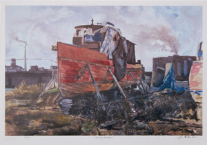 Old Boat Yard Lithograph | Neville Clarke,{{product.type}}