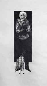 Old Man and Dog Woodcut | Leonard Baskin,{{product.type}}