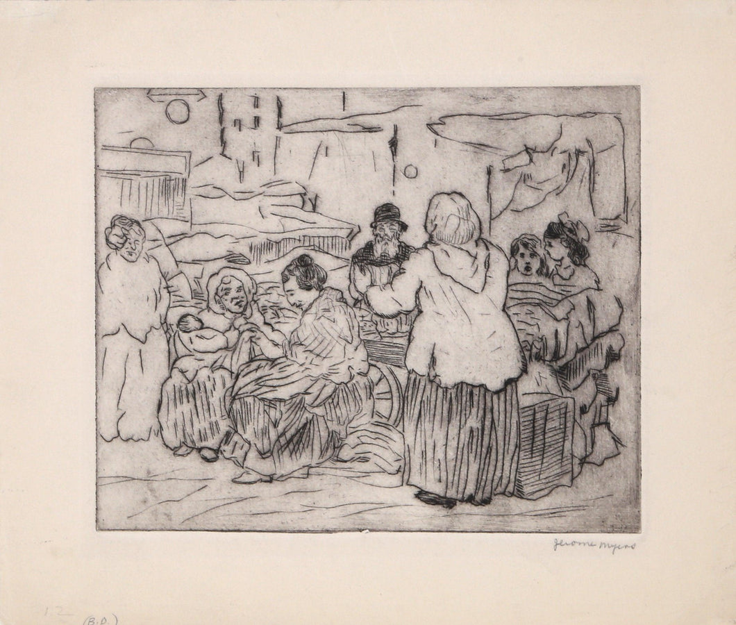 On Rivington Street - Lower East Side Etching | Jerome Myers,{{product.type}}