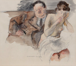 One for the Money (Arnold and Christine) Watercolor | Raphael Soyer,{{product.type}}