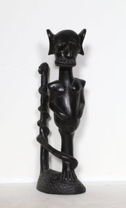 One-Legged Figure with Snake Wood | African or Oceanic Objects,{{product.type}}