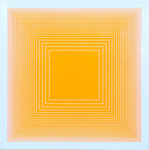 Orange on Blue Square from Volumes: Variable Multiple Screenprint | Richard Anuszkiewicz,{{product.type}}