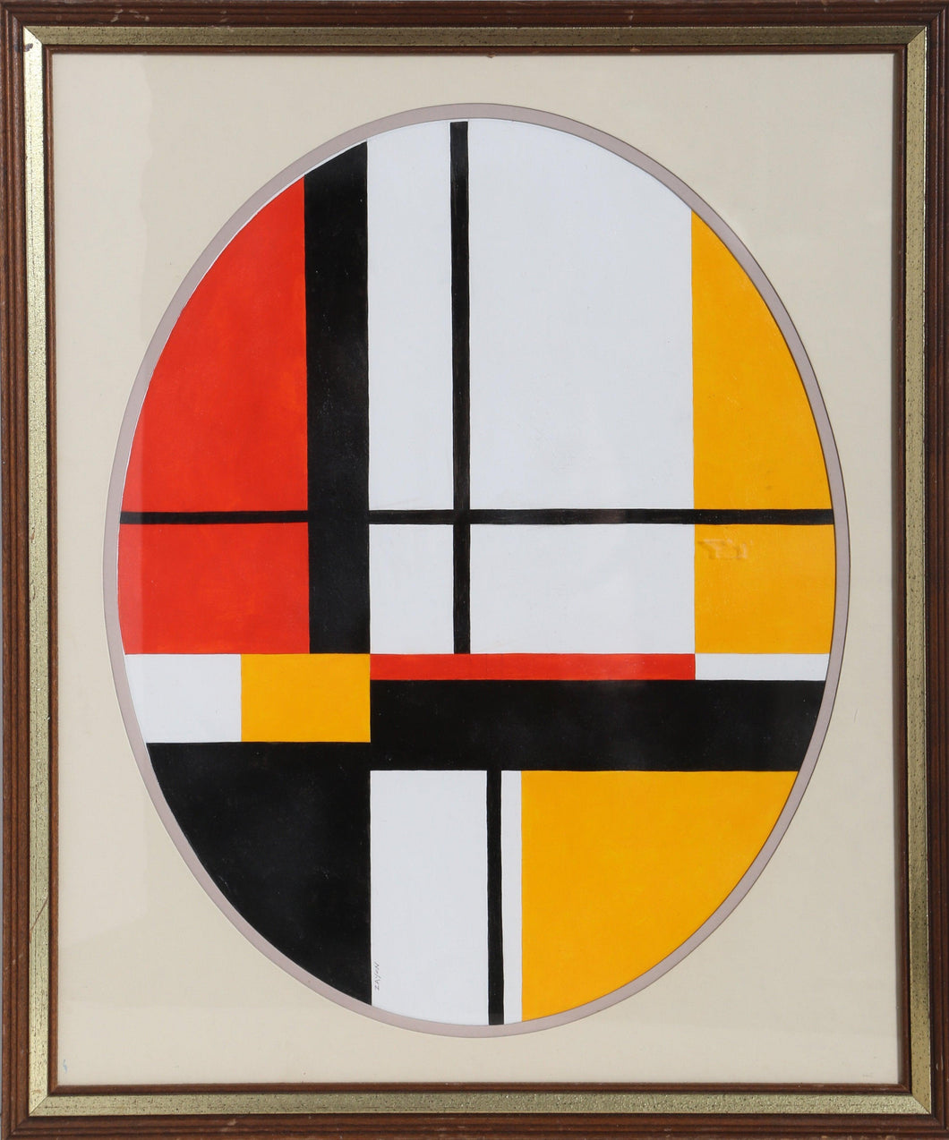 Oval Geometric Abstract (After Mondrian) Oil | Seymour Zayon,{{product.type}}