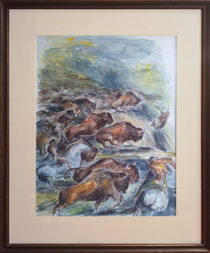 Over the Cliff Watercolor | John August Groth,{{product.type}}