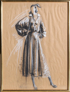 Overcoat Fashion Sketch Pastel | Fausto Sarli,{{product.type}}