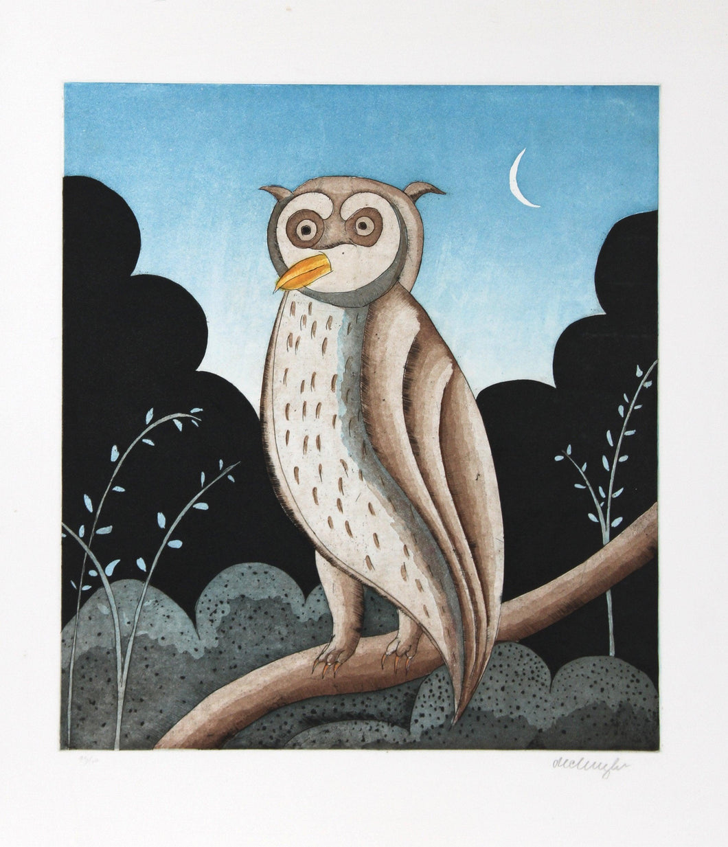 Owl Etching | Thomas McKnight,{{product.type}}