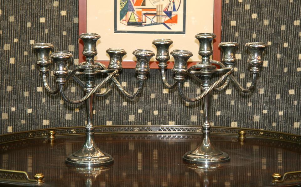 Pair of Silver Rotating Candlesticks Home Decor | Antiques,{{product.type}}