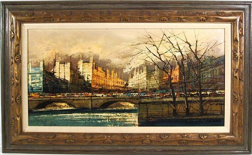Paris Bridge in Winter Oil | Unknown Artist,{{product.type}}