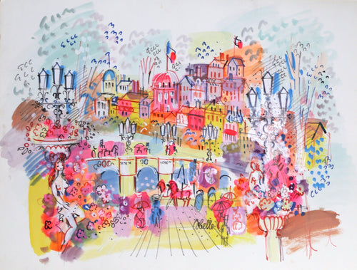 Paris Bridge View with Light Posts Acrylic | Charles Cobelle,{{product.type}}