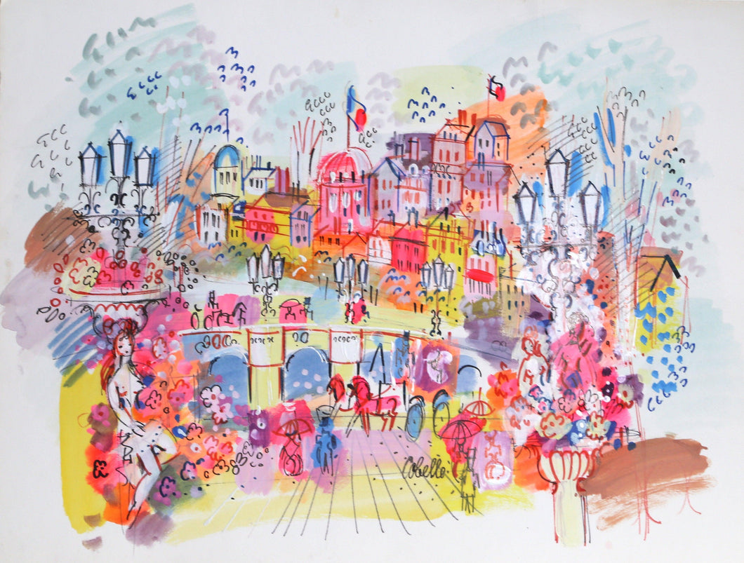 Paris Bridge View with Light Posts Acrylic | Charles Cobelle,{{product.type}}