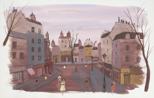 Paris Cityscape at Sunset II Watercolor | Charles Levier,{{product.type}}
