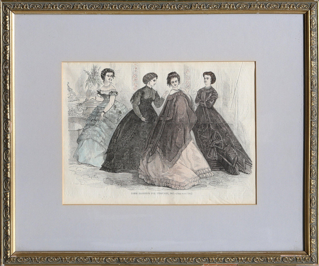 Paris Fashions for February 1867 Lithograph | Unknown Artist,{{product.type}}