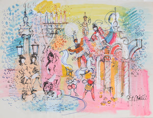 Paris Fountain with Circus Performers Acrylic | Charles Cobelle,{{product.type}}