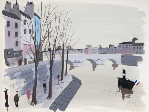 Paris River View II Watercolor | Charles Levier,{{product.type}}