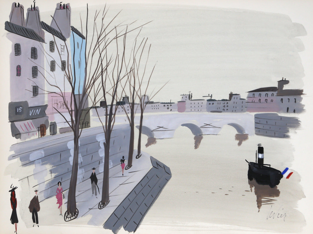 Paris River View II Watercolor | Charles Levier,{{product.type}}