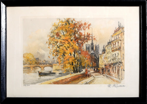 Paris Street Scene Lithograph | Unknown Artist,{{product.type}}