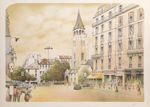 Parisian Street Scene lithograph | Rolf Rafflewski,{{product.type}}