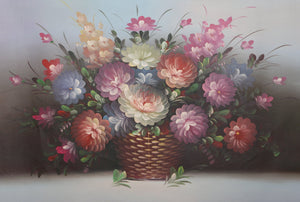 Pastel Flowers in Basket (1) Oil | Chuju Sheng,{{product.type}}