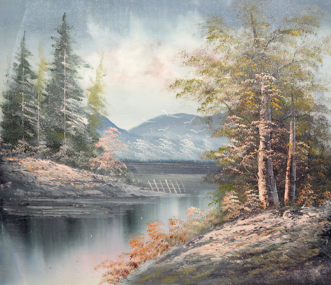 Pastel River Landscape with Birds (18) Oil | Shumu Fu,{{product.type}}