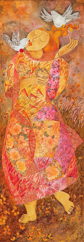 Peace II - Woman with Doves Oil | Huöng,{{product.type}}