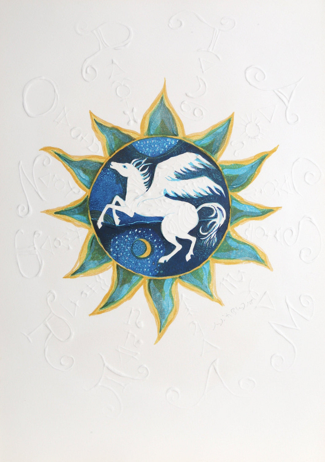 Pegasus Astrological Chart from the Zodiac of Dreams Series Lithograph | Judith Bledsoe,{{product.type}}