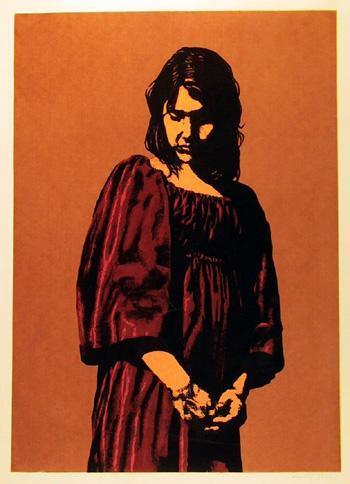 Pensive Girl screenprint | Bertha Vincent Walls,{{product.type}}
