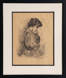 Pensive Woman in Dress Pencil | Raphael Soyer,{{product.type}}