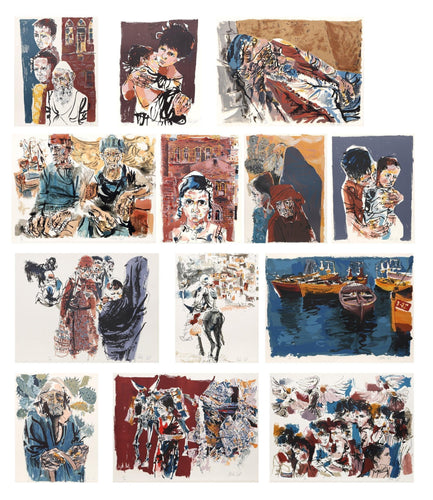 People in Israel Portfolio Lithograph | Moshe Gat,{{product.type}}