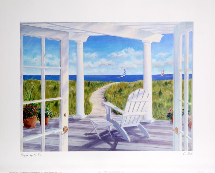 Pergola by the Sea Poster | Carol Saxe,{{product.type}}