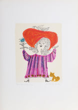 Petite Portrait - Big Red Hat Lithograph | Judith Bledsoe,{{product.type}}