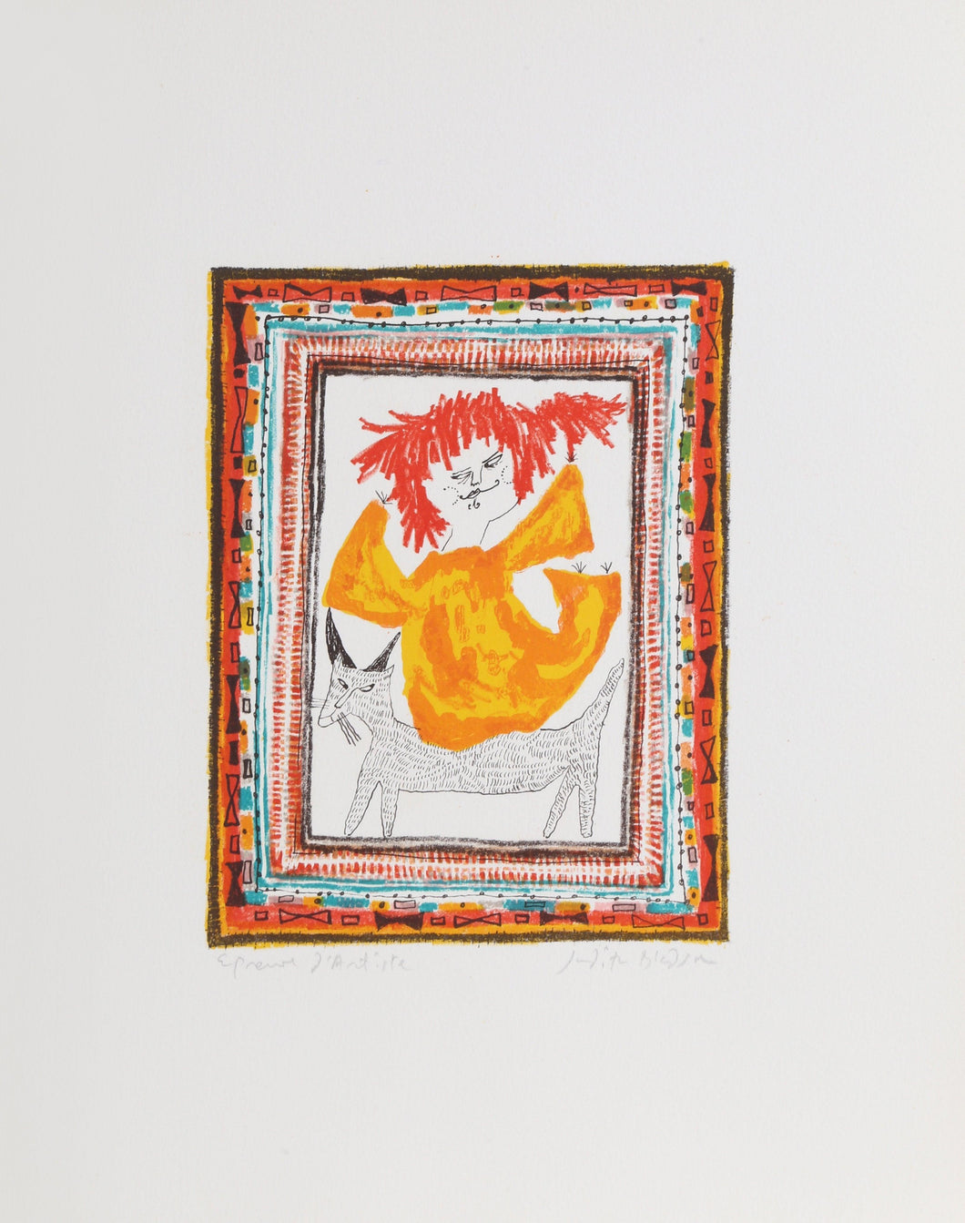 Petite Portrait - Red Hair Girl Lithograph | Judith Bledsoe,{{product.type}}