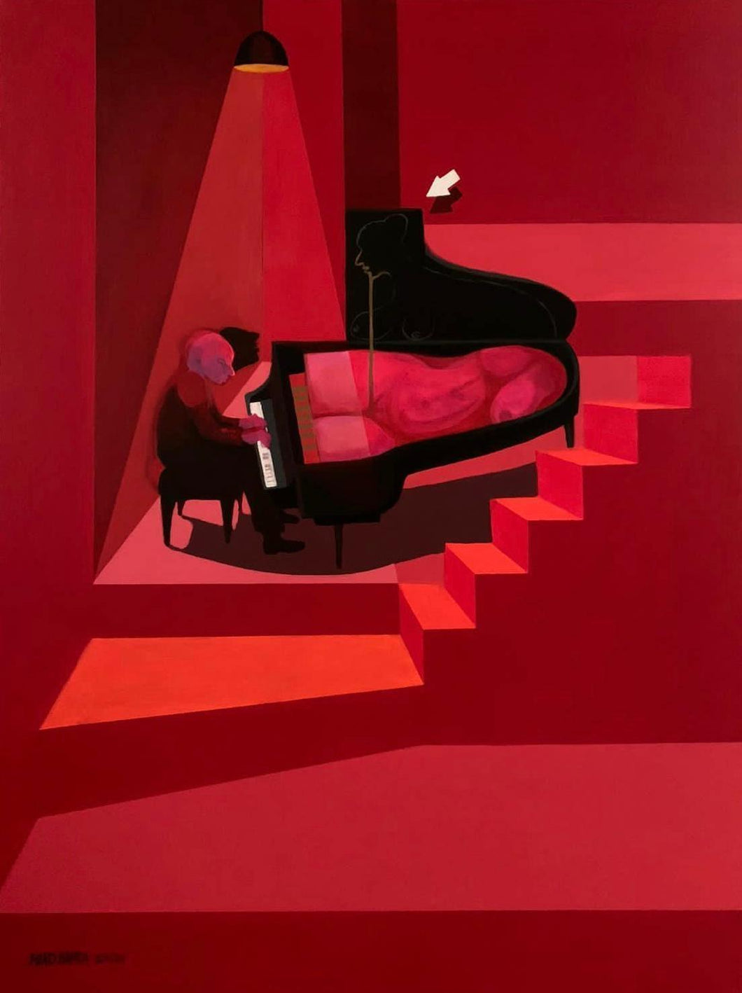 Pianist in Red acrylic | Fuad Hamdi,{{product.type}}