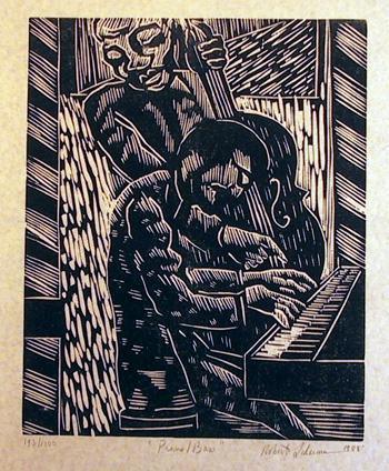Piano Bass Woodcut | Robert Lederman,{{product.type}}