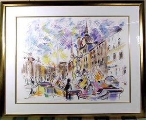Piazza Navonna, Rome Lithograph | Wayne Ensrud,{{product.type}}
