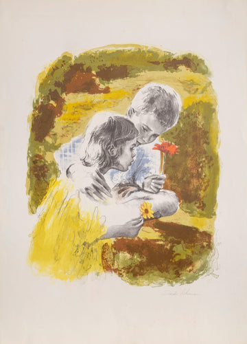 Picking Flowers A Lithograph | Sandu Liberman,{{product.type}}