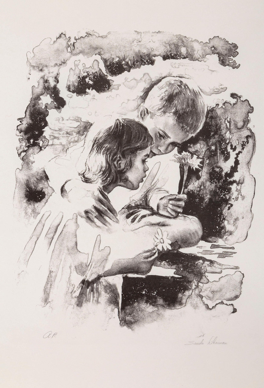 Picking Flowers lithograph | Sandu Liberman,{{product.type}}