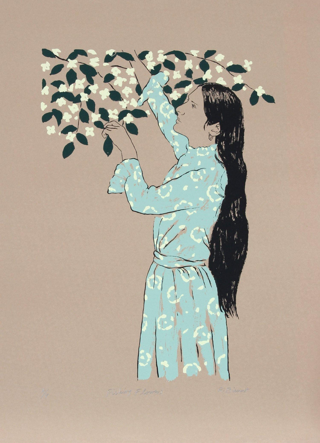 Picking Flowers Screenprint | Ralph Bienert,{{product.type}}