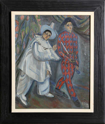 Pierrot and Harlequin Oil | Georgette Silver,{{product.type}}