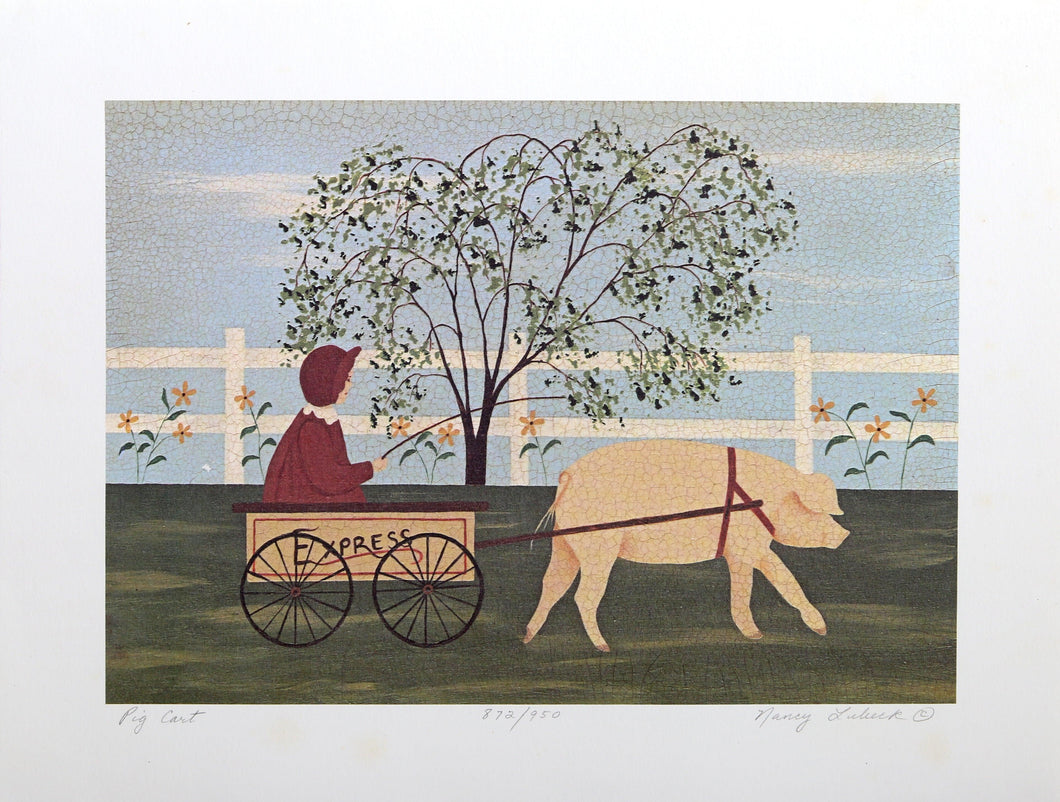Pig Cart Lithograph | Nancy Lubeck,{{product.type}}