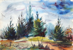 Pines (P5.33) Watercolor | Eve Nethercott,{{product.type}}