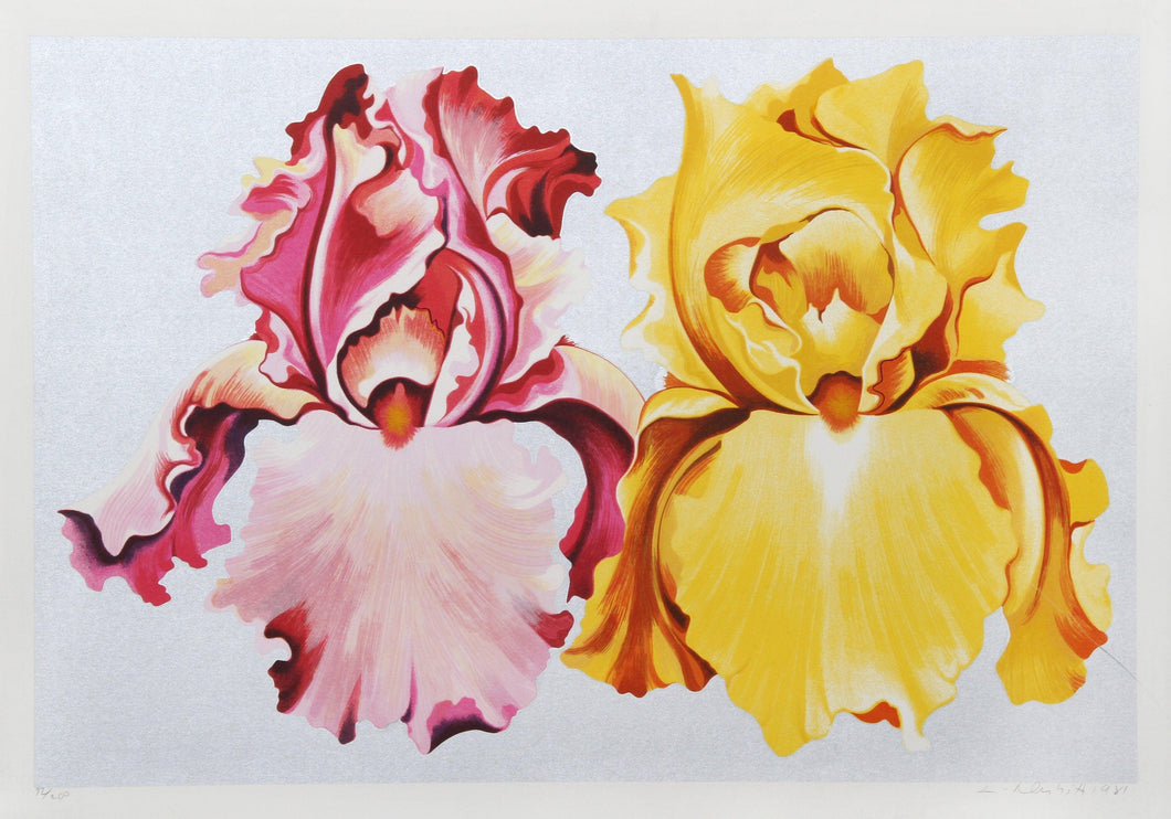 Pink and Yellow Irises Screenprint | Lowell Blair Nesbitt,{{product.type}}
