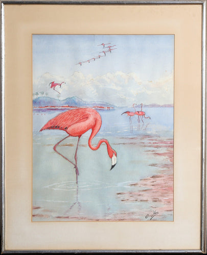 Pink Flamingos Watercolor | Oscar Hess,{{product.type}}