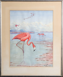 Pink Flamingos Watercolor | Oscar Hess,{{product.type}}