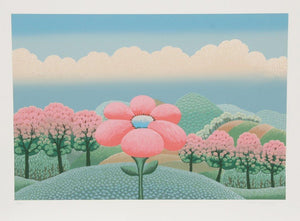 Pink Flower and Pink Trees Screenprint | Ivan Rabuzin,{{product.type}}