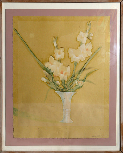 Pink Flowers in Vase Mixed Media | Sylvia Roth,{{product.type}}