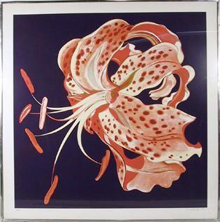 Pink Lily on Purple Screenprint | Lowell Blair Nesbitt,{{product.type}}