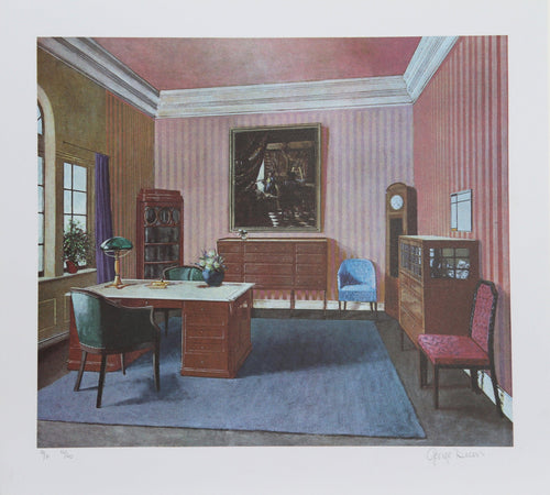 Pinkroom with Vermeer Painting Lithograph | George Deem,{{product.type}}