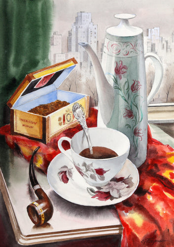 Pipe and Coffee Watercolor | Erik Freyman,{{product.type}}