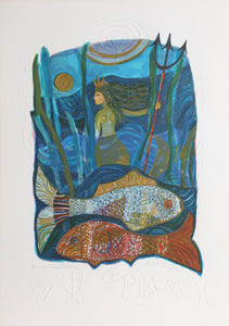 Pisces from the Zodiac of Dreams Series Lithograph | Judith Bledsoe,{{product.type}}