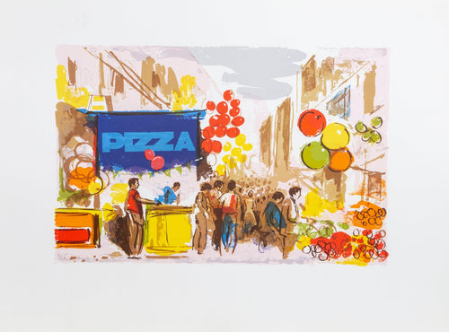 Pizza Lithograph | Unknown Artist,{{product.type}}